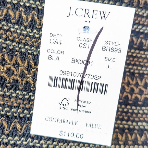 J Crew Sleeveless Smocked Tiered Black Pinafore Dress sz L Flutter Sleeve NWT - Picture 9 of 10